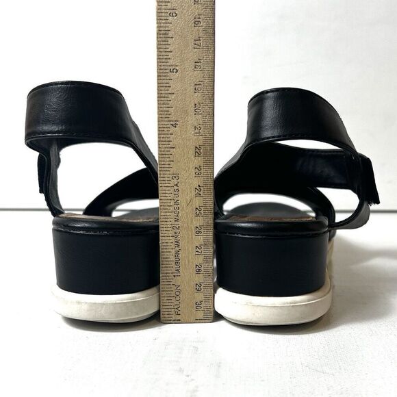 Sofft EuroSoft Sandal Womens 7M Comfort Casual Wedge Black Faux Leather Open Toe - Picture 10 of 12